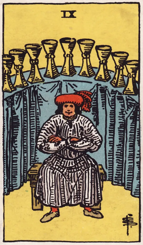 Nove de Copas, carta do tarot Rider-Waite-Smith (1909)