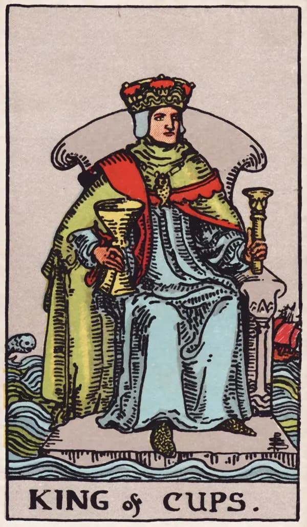 Rei de Copas, carta do tarot Rider-Waite-Smith (1909)
