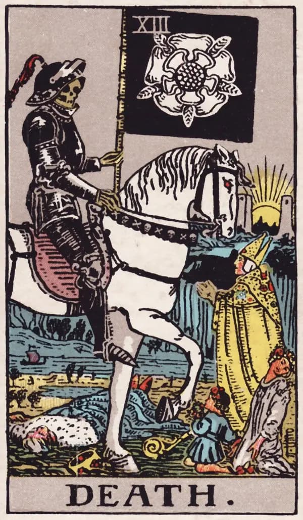A Morte, carta XIII do tarot Rider-Waite-Smith (1909)