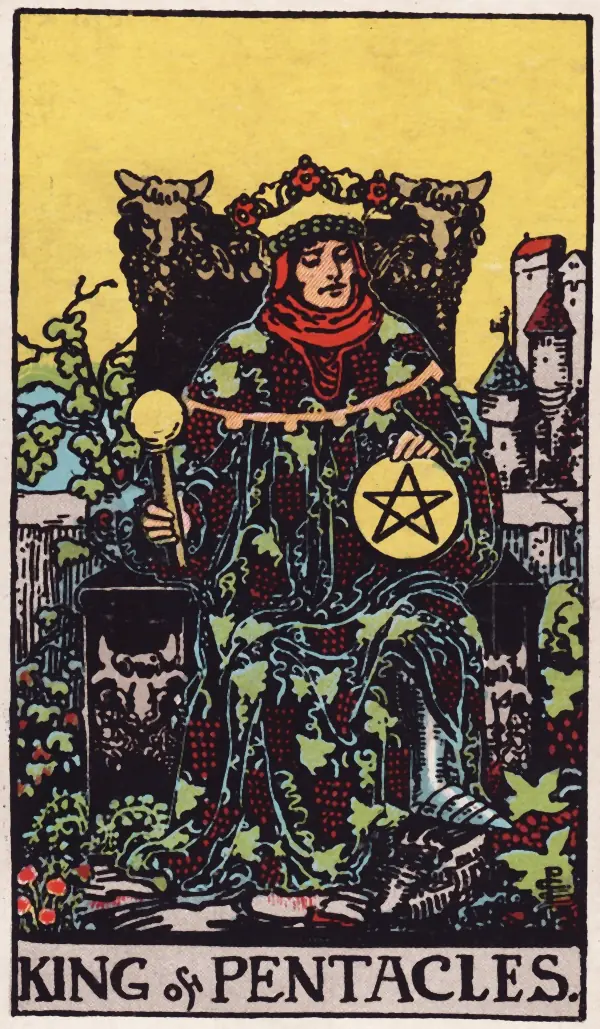 Rei de Ouros, carta do tarot Rider-Waite-Smith (1909)