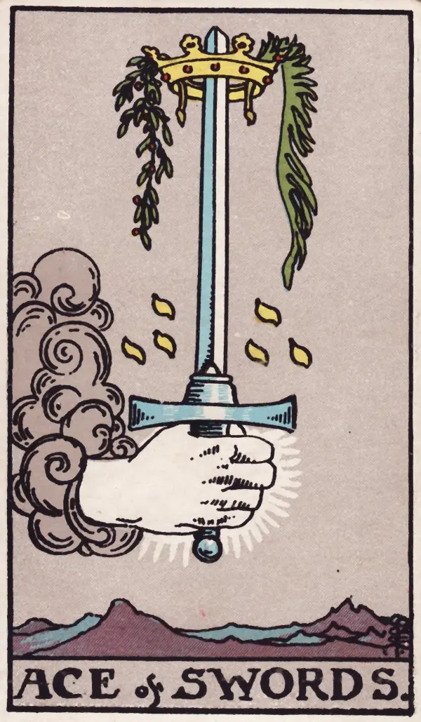 Ás de Espadas, carta do tarot Rider-Waite-Smith (1909)
