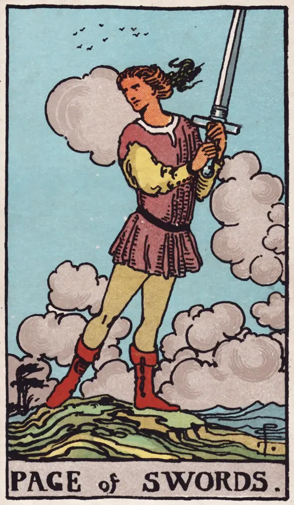 Valete de Espadas, carta do tarot Rider-Waite-Smith (1909)