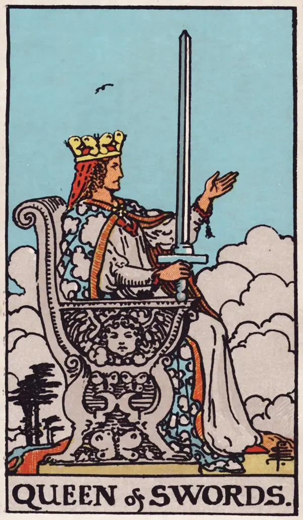 Rainha de Espadas, carta do tarot Rider-Waite-Smith (1909)