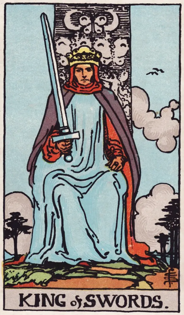 Rei de Espadas, carta do tarot Rider-Waite-Smith (1909)